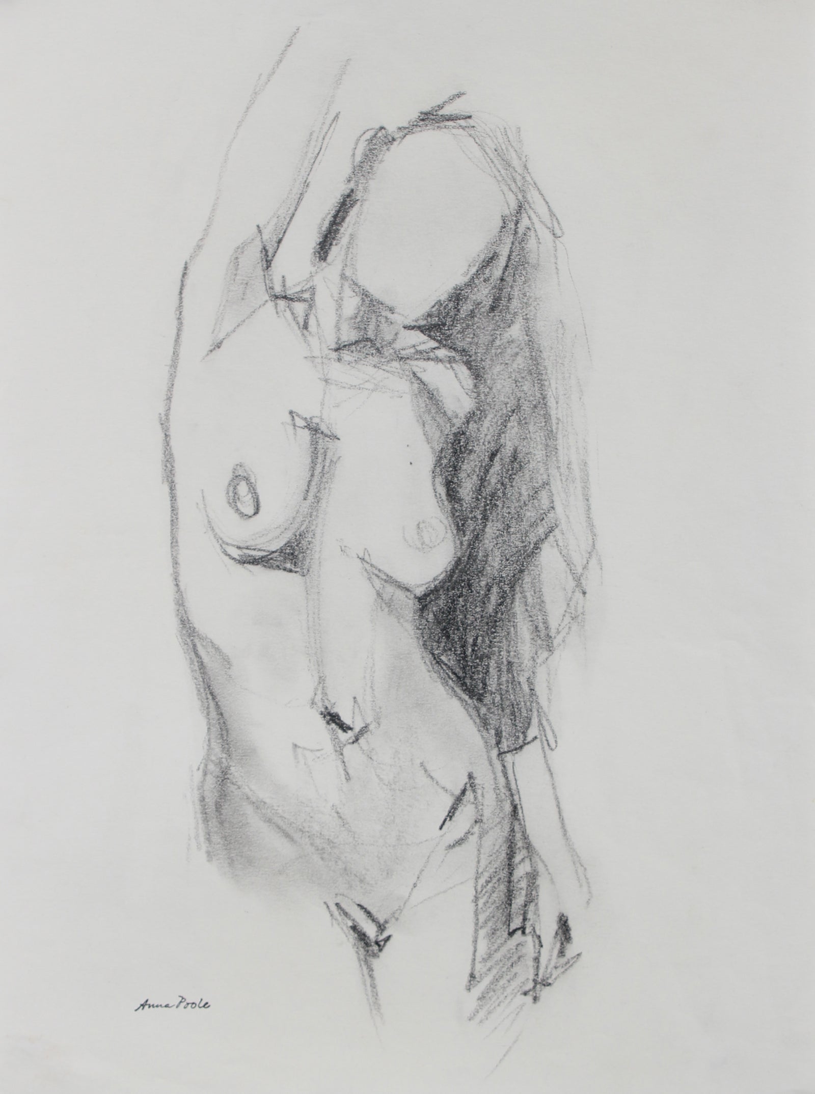 Nude Female Torso Sketch<br>Late 20th Century Graphite<br><br>#98941
