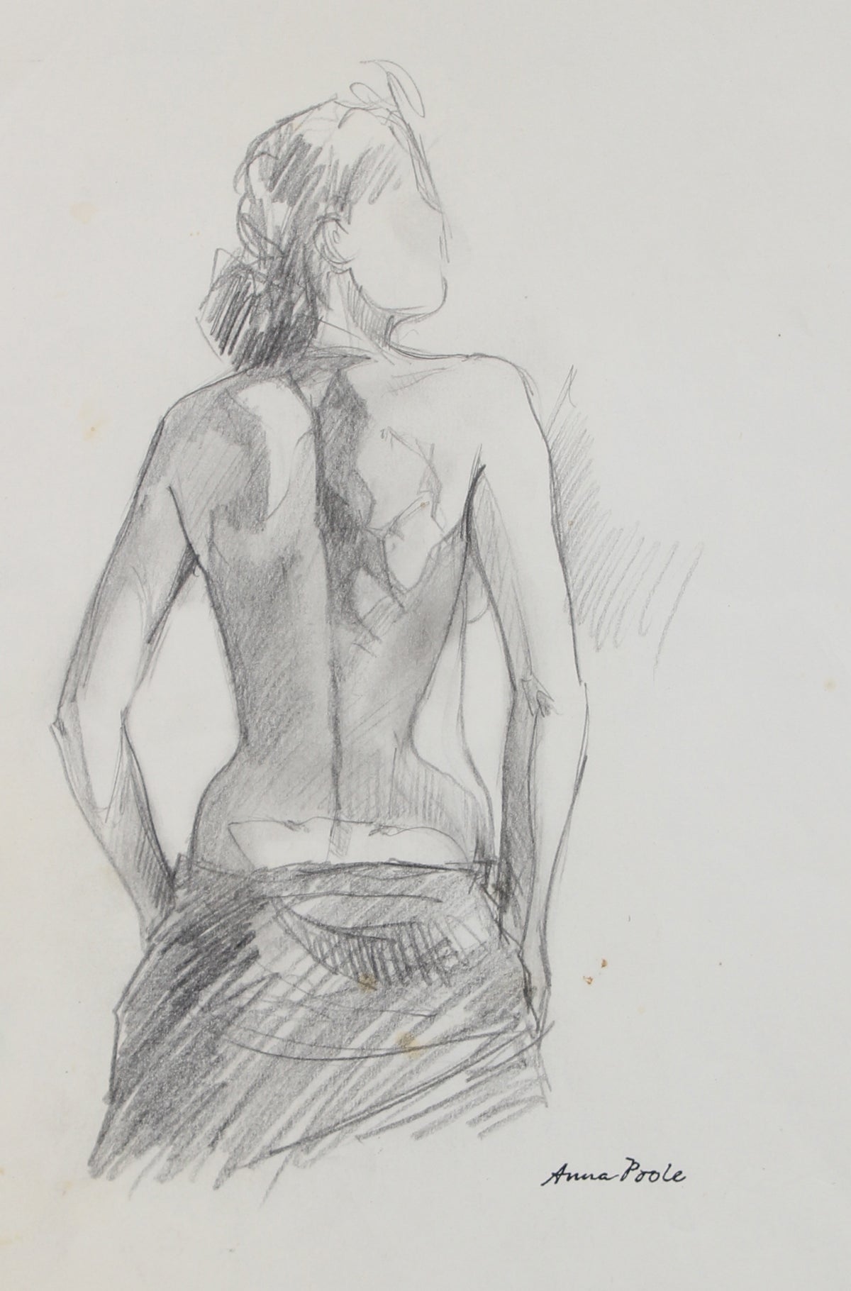 Female Figure From Behind&lt;br&gt;Late 20th Century Graphite&lt;br&gt;&lt;br&gt;#98945