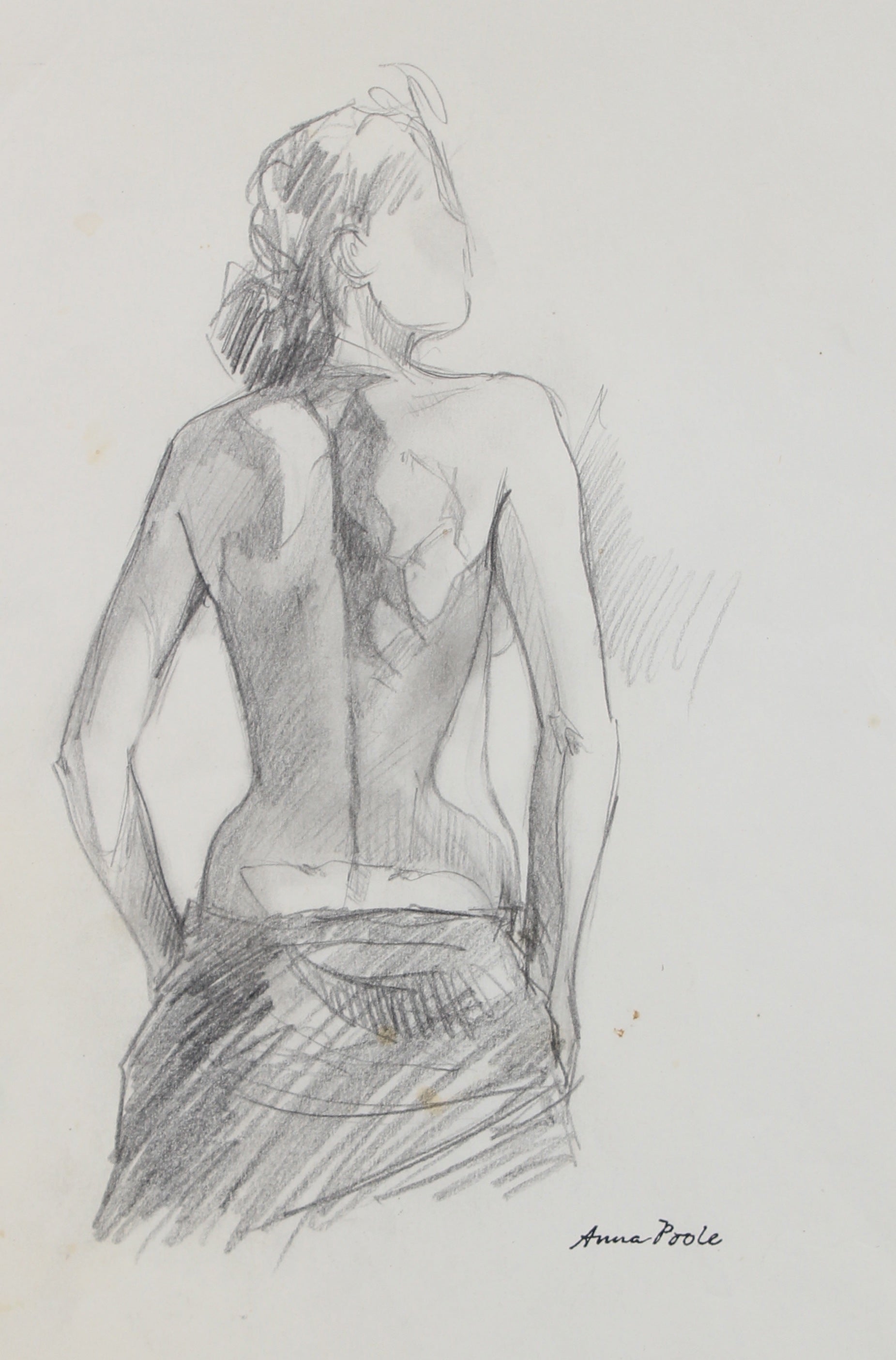 Female Figure From Behind<br>Late 20th Century Graphite<br><br>#98945