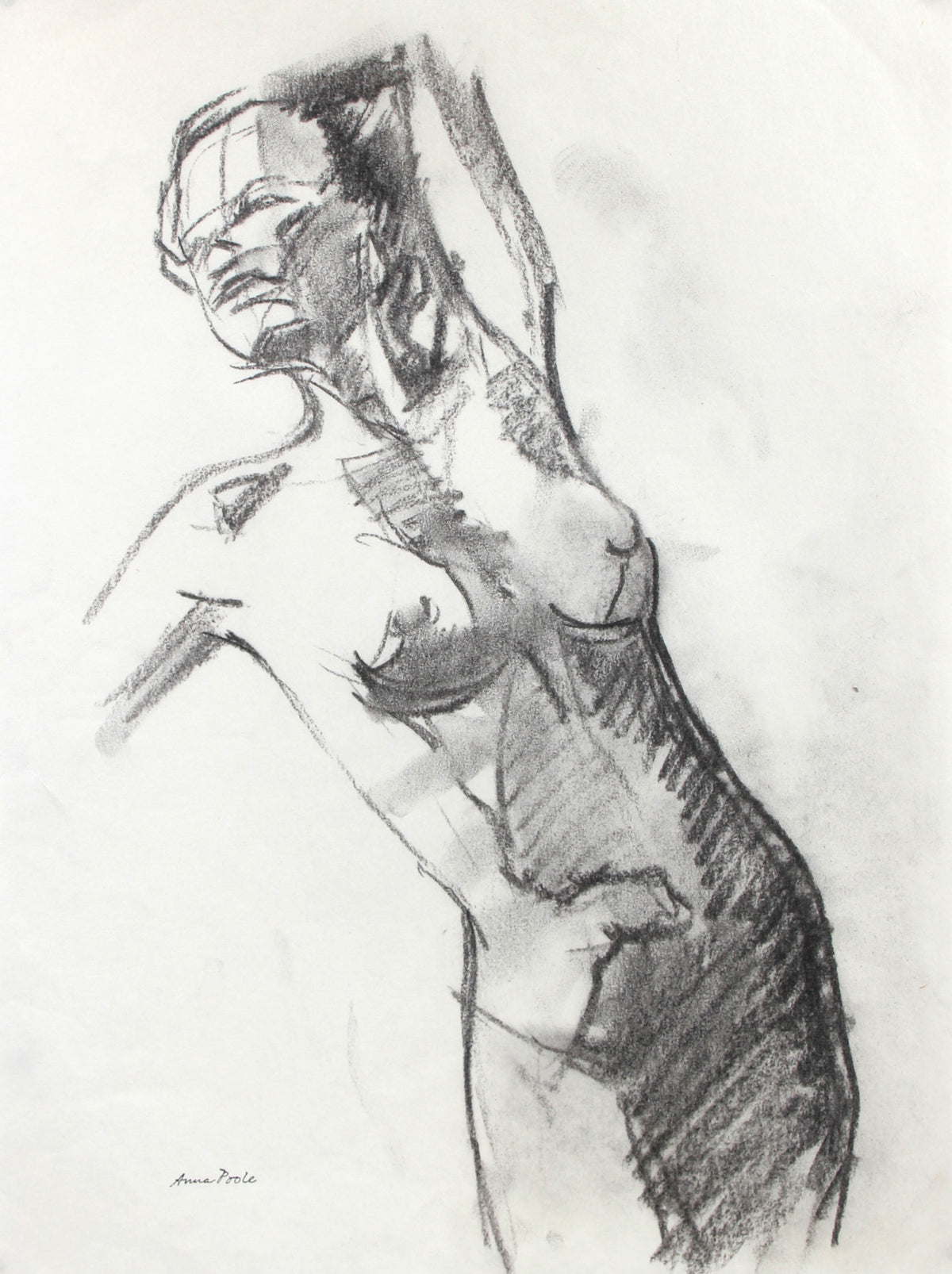 Female Nude Figure Study &lt;br&gt;Late 20th Century Charcoal &lt;br&gt;&lt;br&gt;#98959