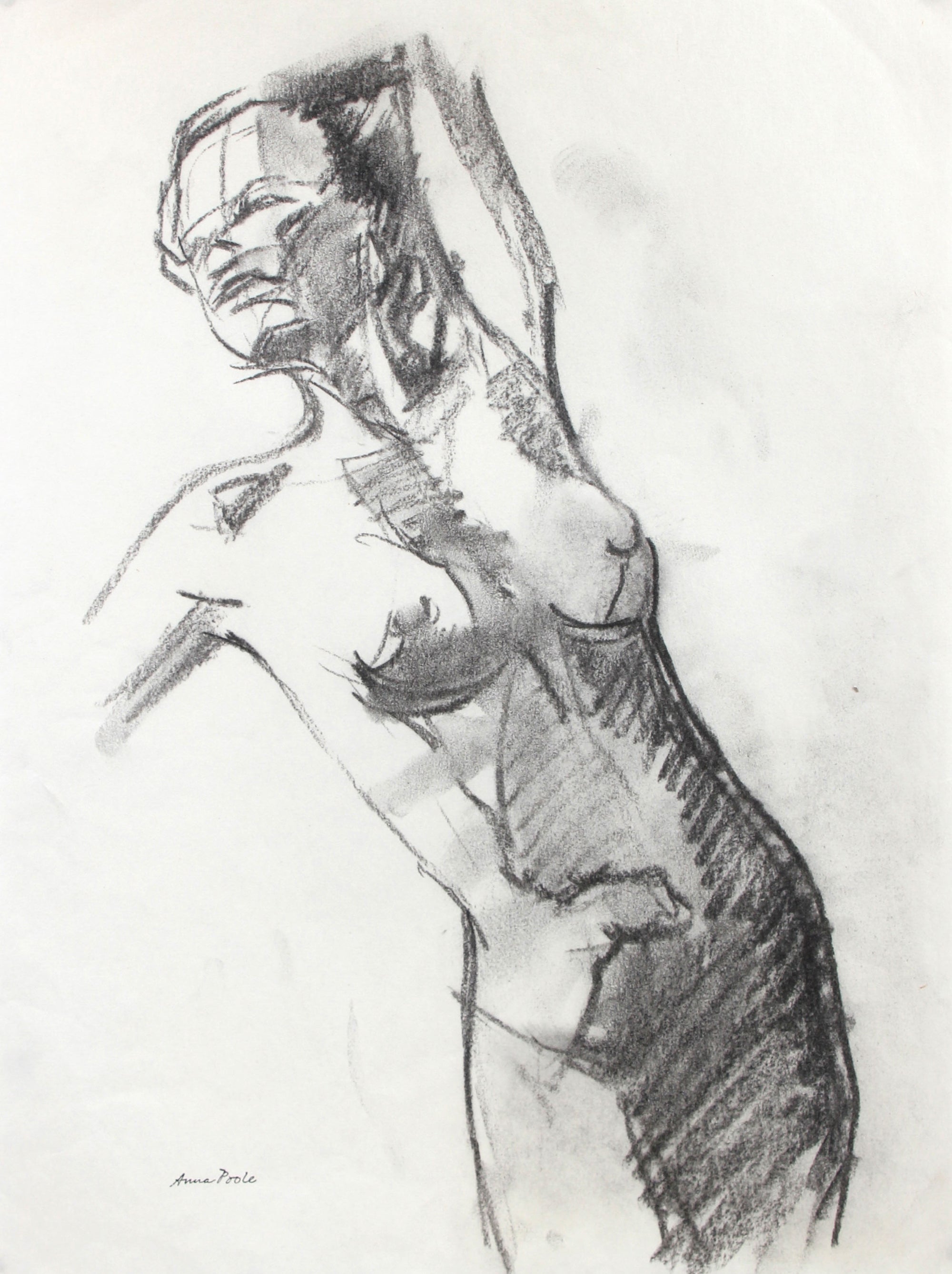 Female Nude Figure Study <br>Late 20th Century Charcoal <br><br>#98959