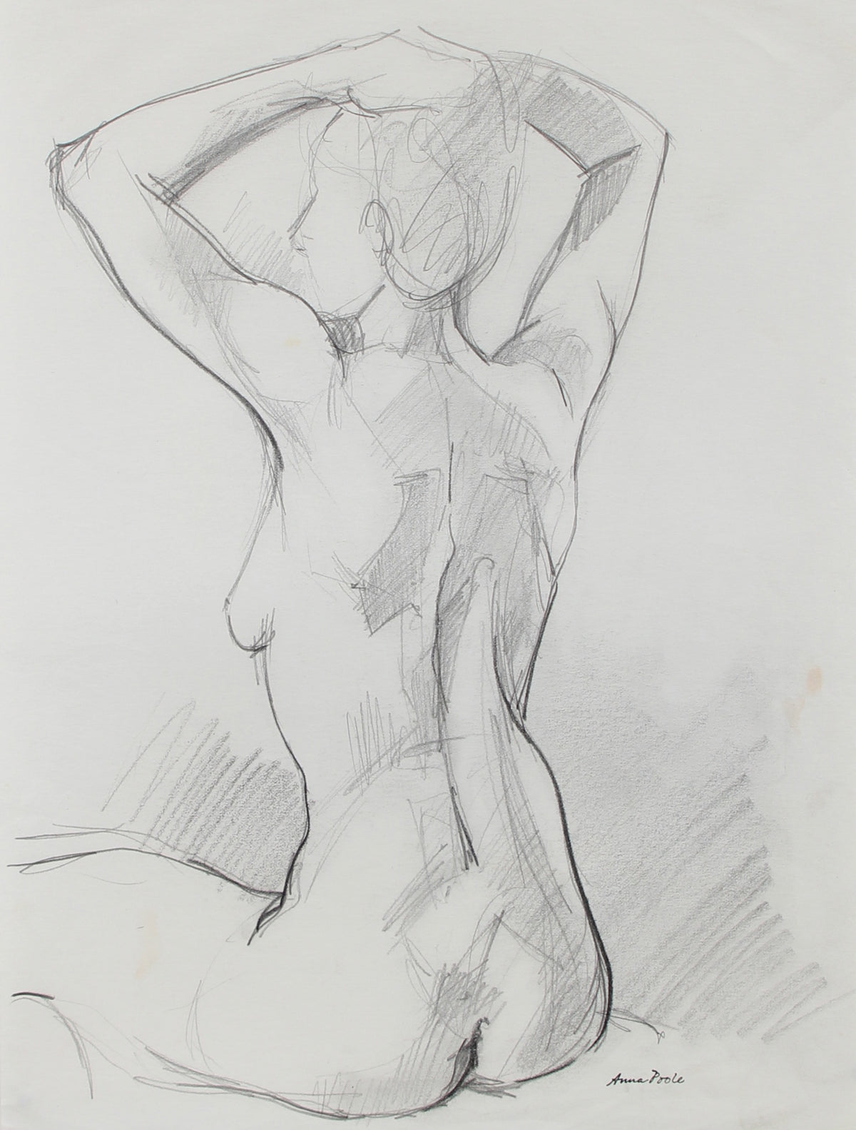 Seated Female Nude Figure Study &lt;br&gt;Late 20th Century Graphite &lt;br&gt;&lt;br&gt;#98963