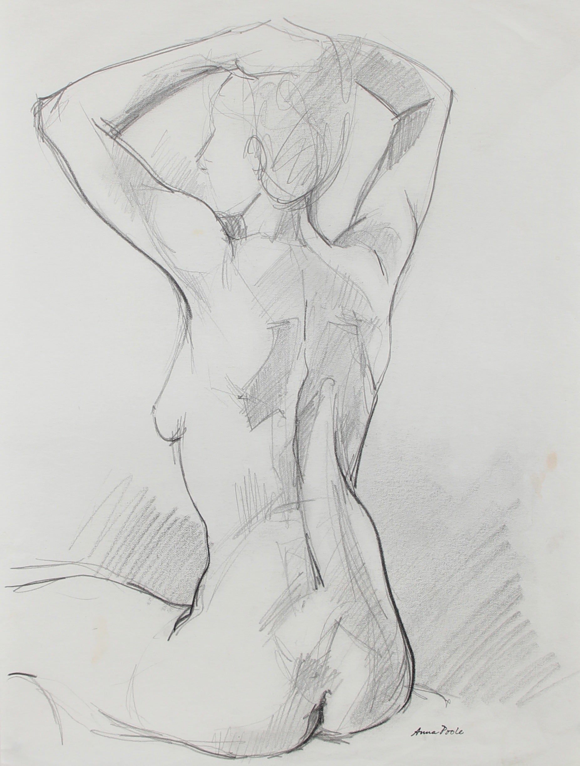Seated Female Nude Figure Study <br>Late 20th Century Graphite <br><br>#98963