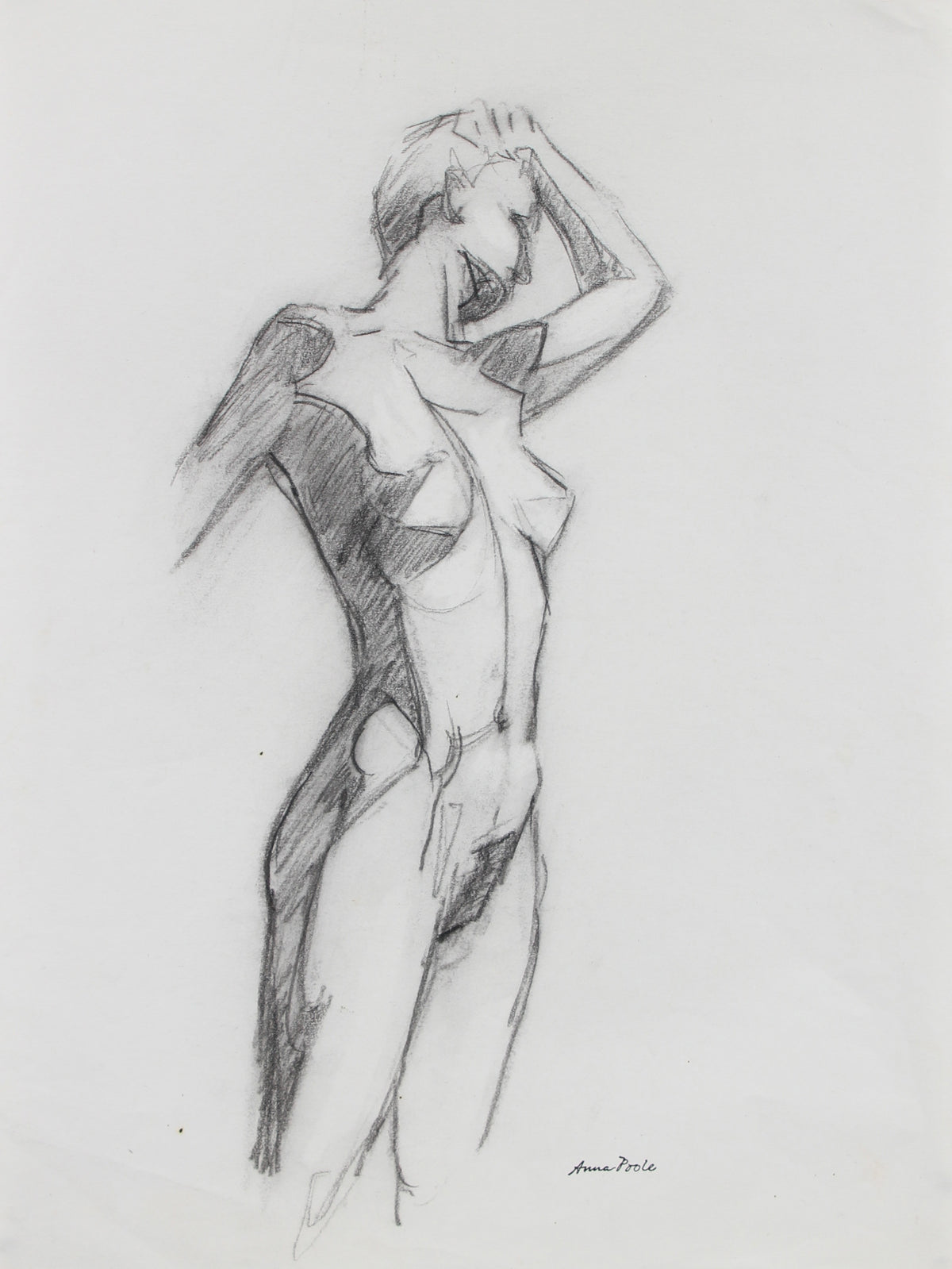 Female Nude Figure Study &lt;br&gt;Late 20th Century Charcoal &lt;br&gt;&lt;br&gt;#98966