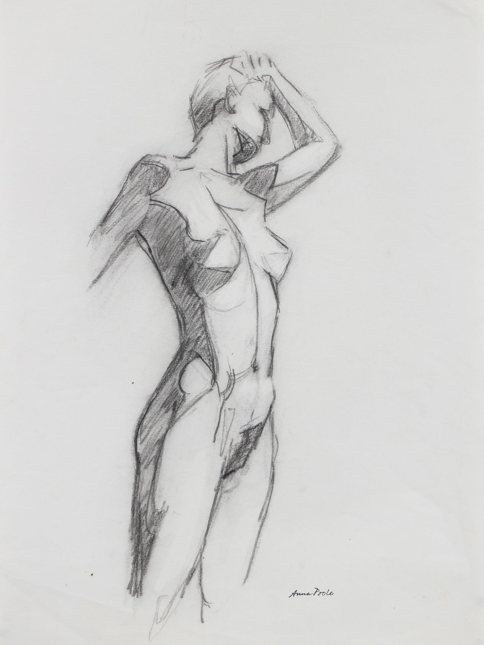 Female Nude Figure Study <br>Late 20th Century Charcoal <br><br>#98966