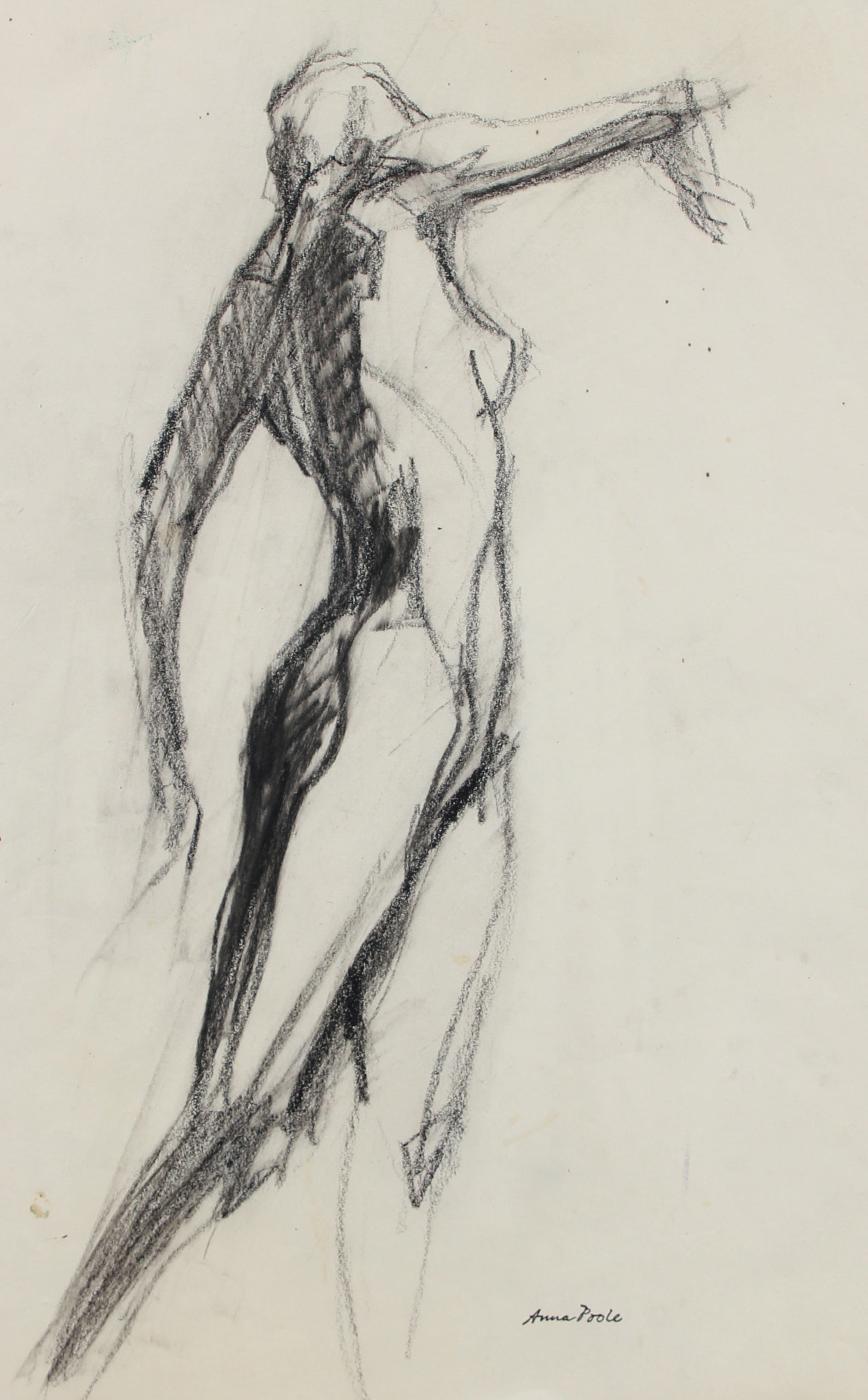 Nude Figure Study <br>Late 20th Century Charcoal <br><br>#98971
