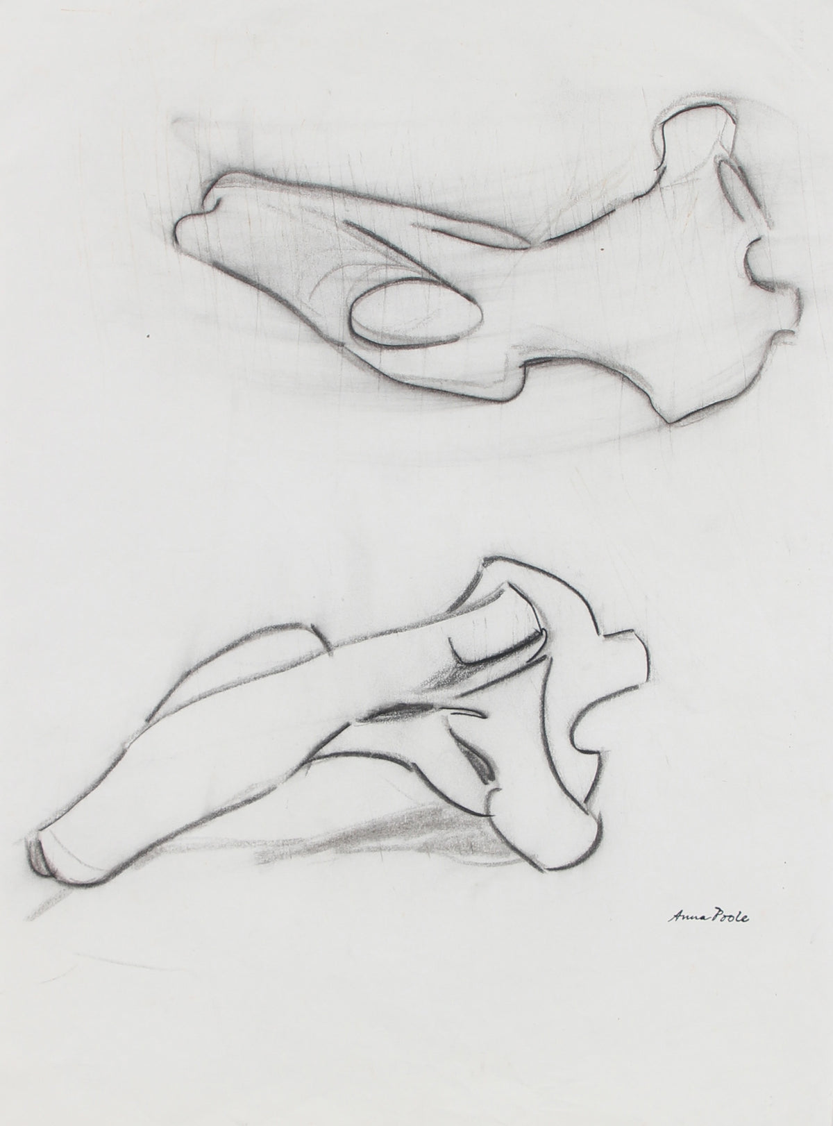 Abstracted Figure Study &lt;br&gt;Late 20th Century Charcoal &lt;br&gt;&lt;br&gt;98978
