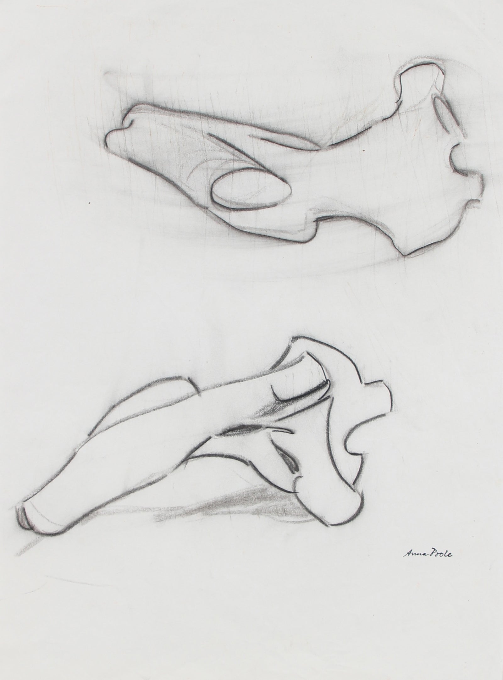 Abstracted Figure Study <br>Late 20th Century Charcoal <br><br>98978