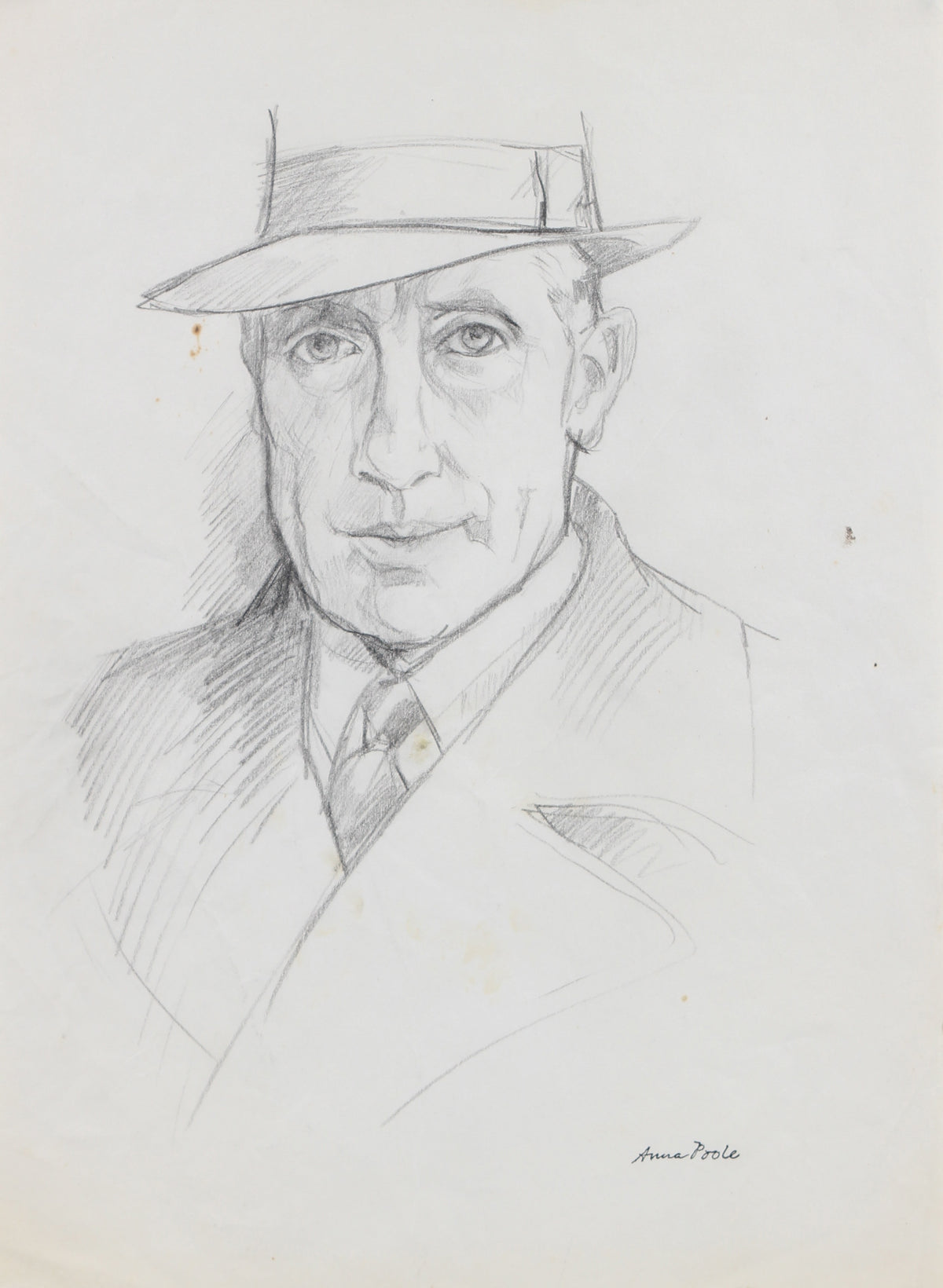 Portrait Study of Man in Hat &lt;br&gt;Late 20th Century Graphite &lt;br&gt;&lt;br&gt;#98981