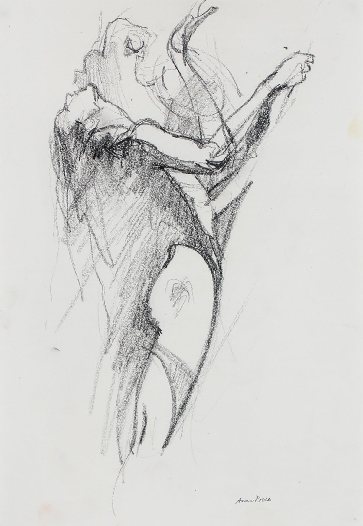 Arched Nude Figure Study &lt;br&gt;Late 20th Century Charcoal &lt;br&gt;&lt;br&gt;#98986