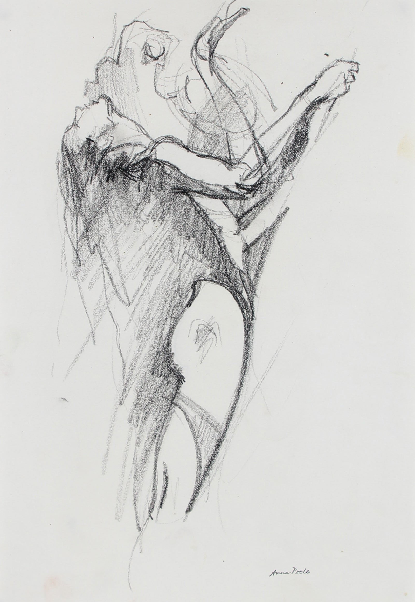 Arched Nude Figure Study <br>Late 20th Century Charcoal <br><br>#98986