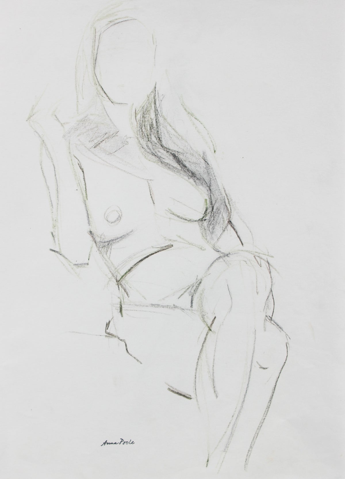 Abstracted Seated Female Nude &lt;br&gt;Late 20th Century Graphite &lt;br&gt;&lt;br&gt;#99011