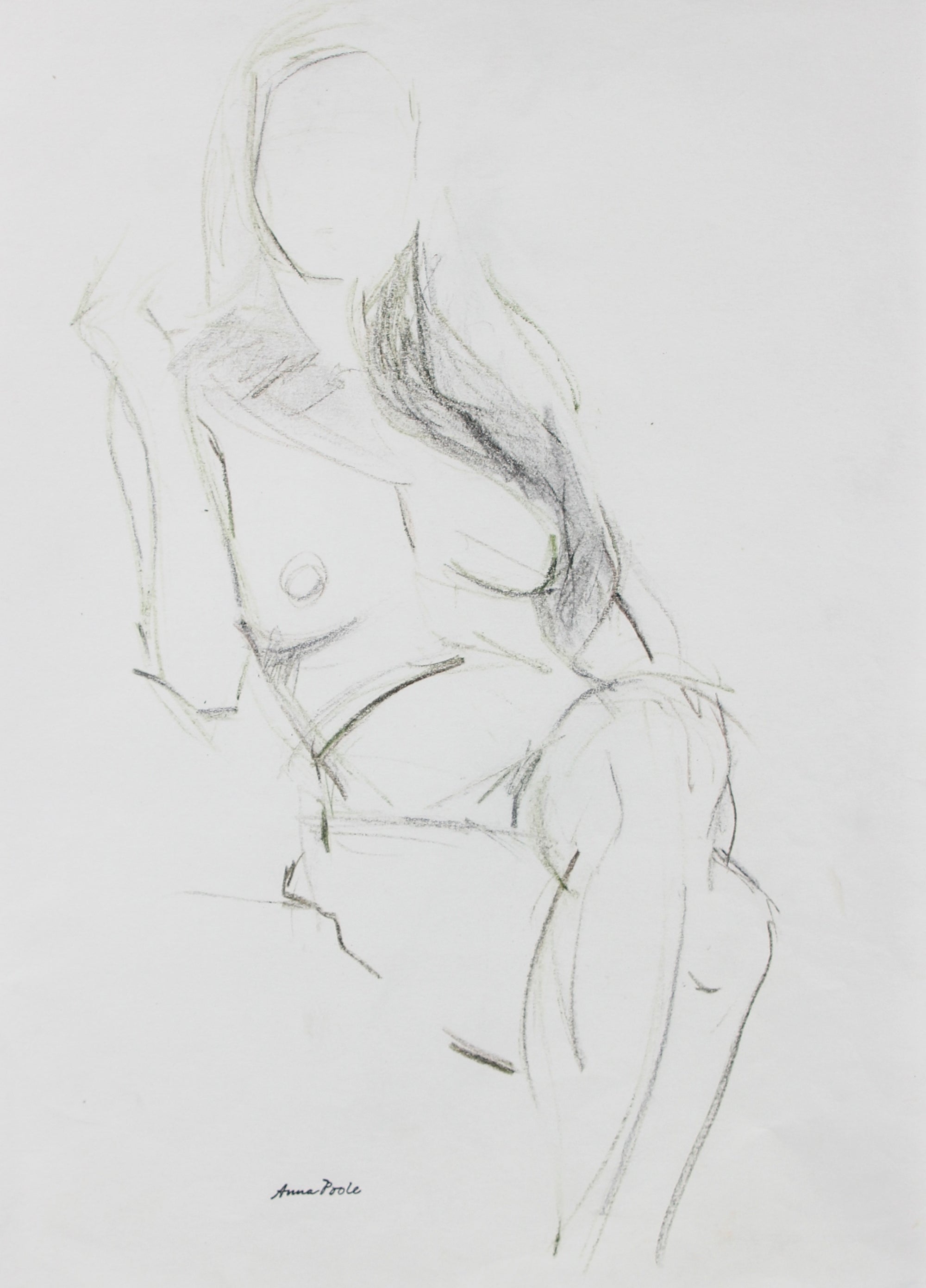 Abstracted Seated Female Nude <br>Late 20th Century Graphite <br><br>#99011