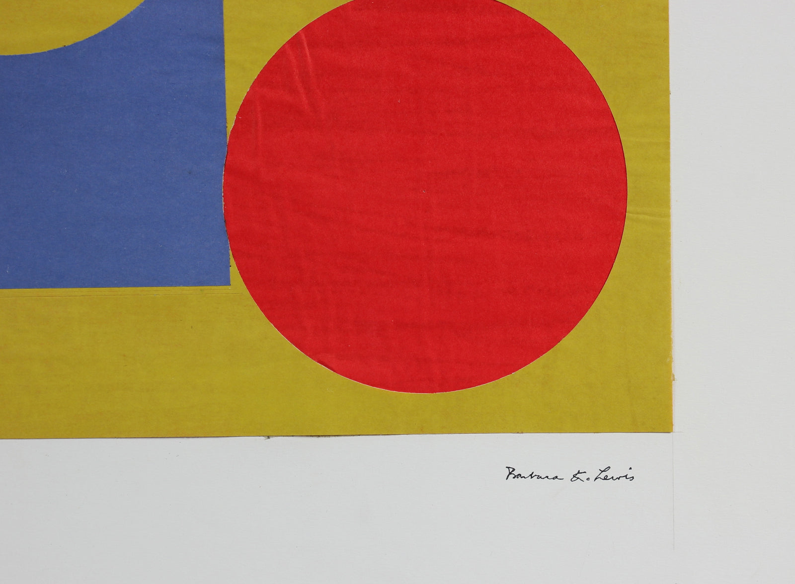 Geometric Abstract in Blue, Yellow & Red <br>Mid Century Collage <br><br>#99054