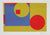 Geometric Abstract in Blue, Yellow & Red <br>Mid Century Collage <br><br>#99054