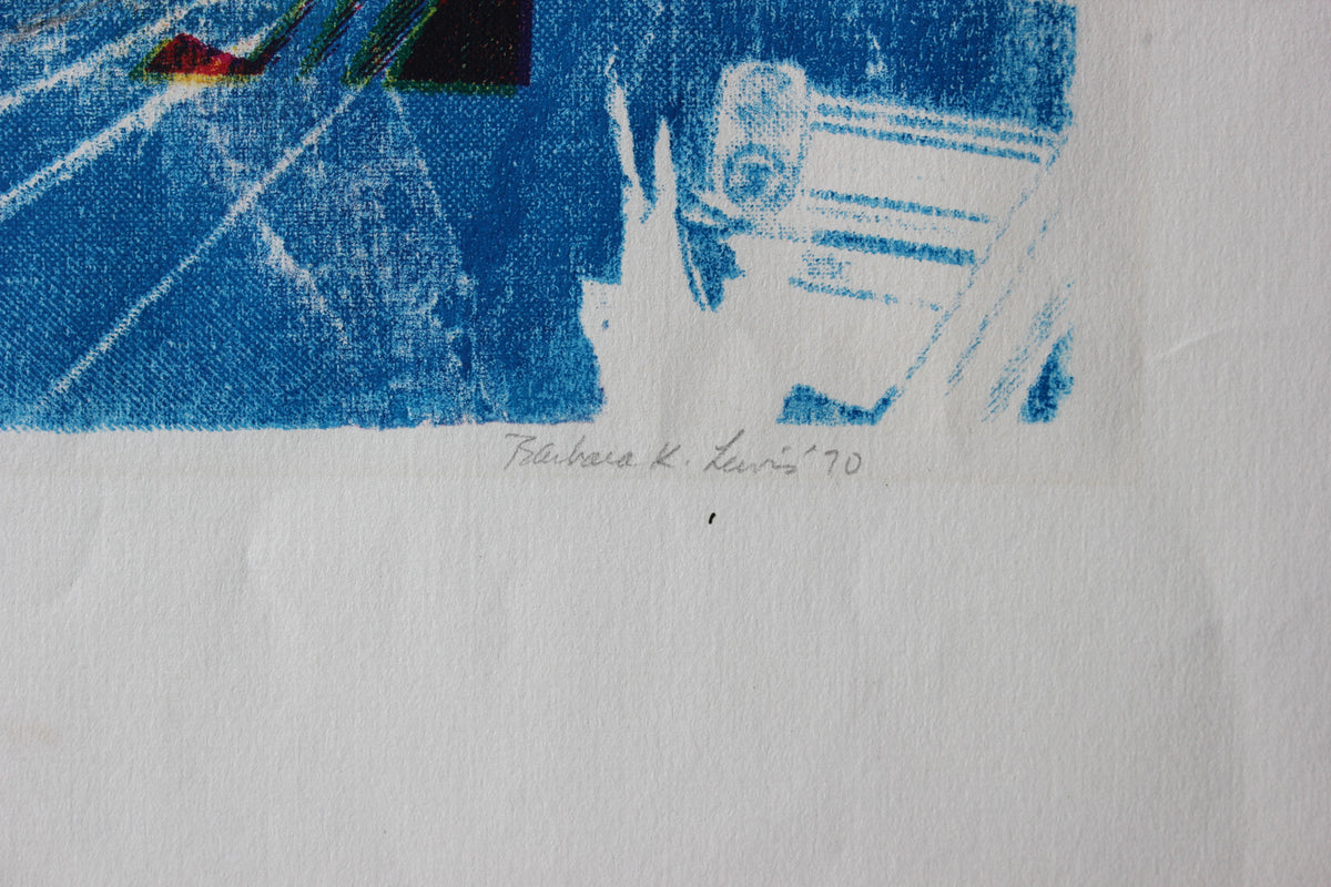 Abstracted Color Block Cityscape <br> 1970 Serigraph<br><br>#99058