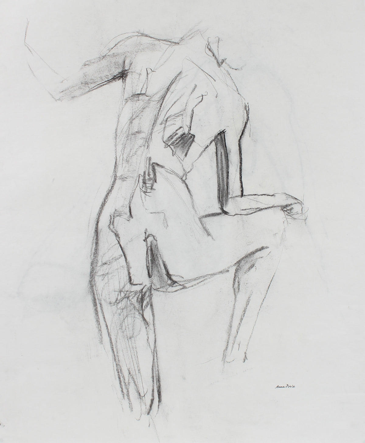 Nude Figure Study &lt;br&gt;Late 20th Century Charcoal &lt;br&gt;&lt;br&gt;#99078