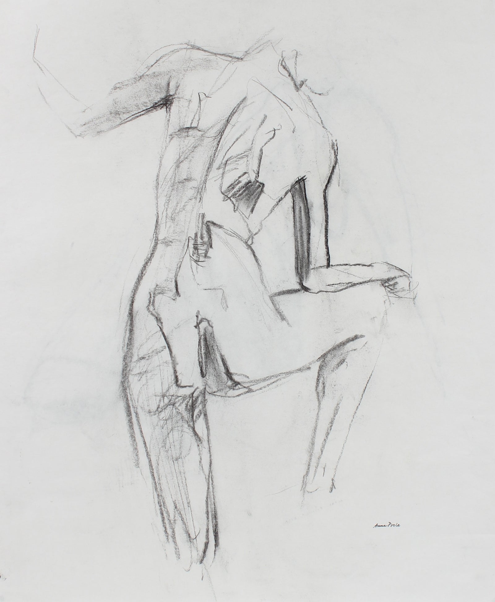 Nude Figure Study <br>Late 20th Century Charcoal <br><br>#99078