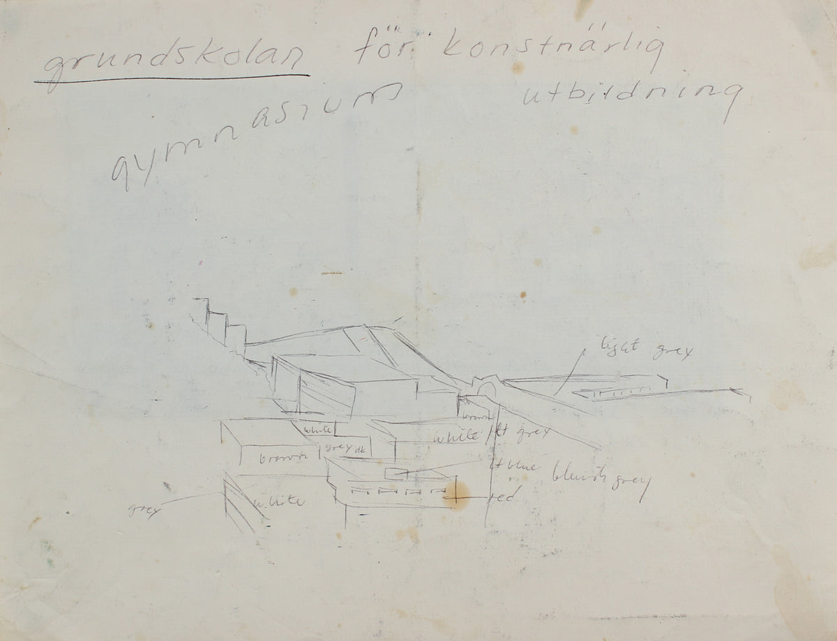 Office View Overlooking Coit Tower<br>20th century Gouache & Graphite on Paper<br><br>#99121