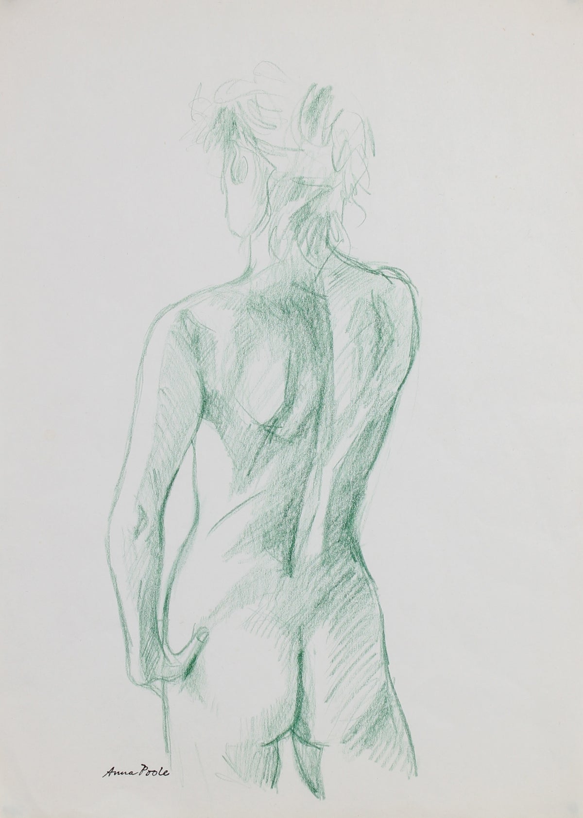 Green Female Nude Sketch&lt;br&gt;Late 20th Century Colored Pencil&lt;br&gt;&lt;br&gt;#99123