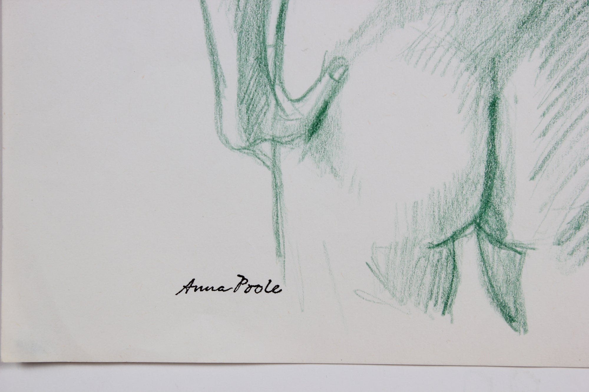 Green Female Nude Sketch<br>Late 20th Century Colored Pencil<br><br>#99123