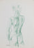 Green Female Nude Sketch<br>Late 20th Century Colored Pencil<br><br>#99123