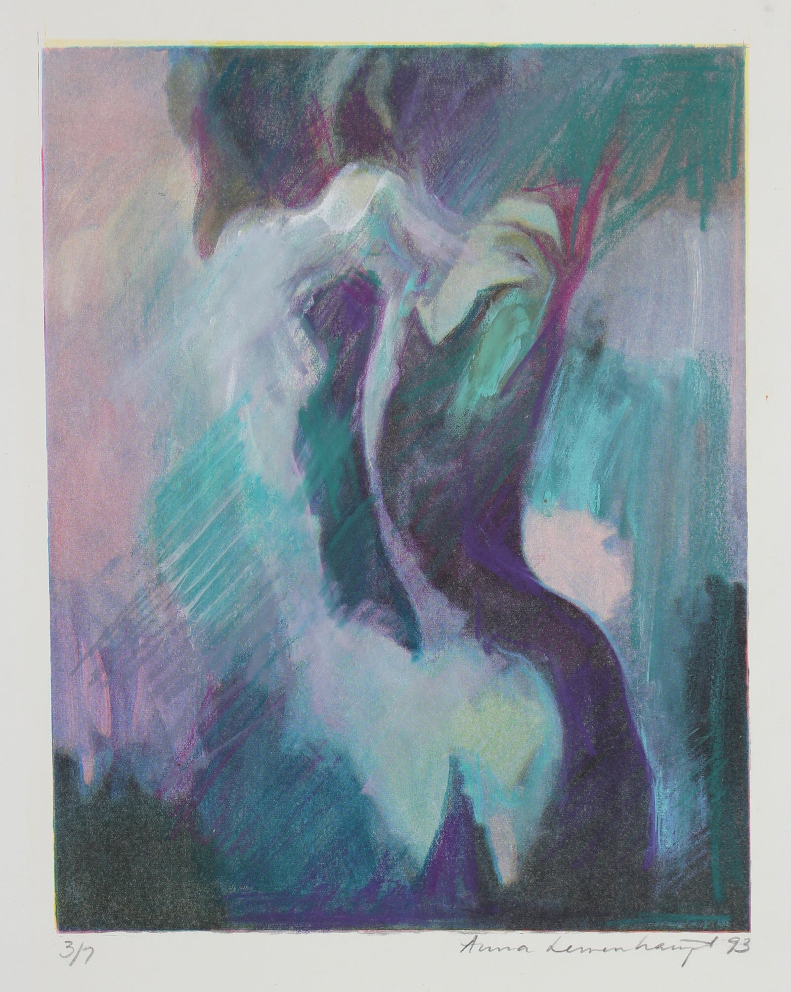 Abstracted Figure From Behin<br>1993 Mixed Media Print<br><br>#99147