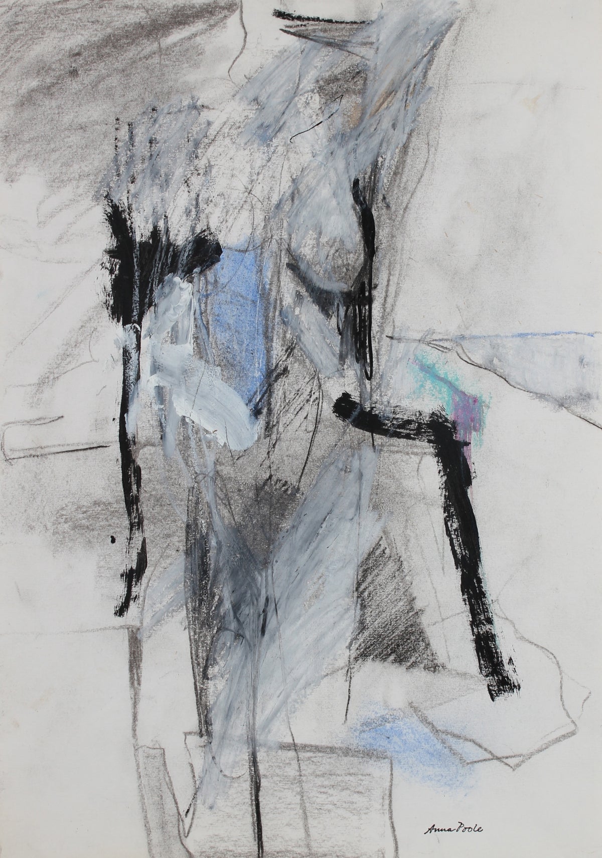 Cool Toned Figure Drawing &lt;br&gt;Late 20th Century Charcoal, Gouache and Pastel &lt;br&gt;&lt;br&gt;#99149