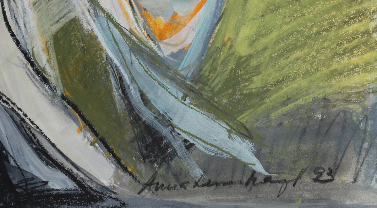 Figure & Storm Abstraction<br>1993 Mixed Media Drawing<br><br>#99155