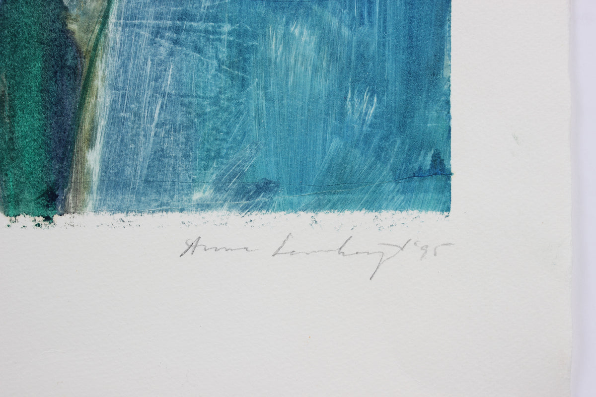 Abstracted Blue Figure Study<br>1995 Mixed Media Monotype<br><br>#99162