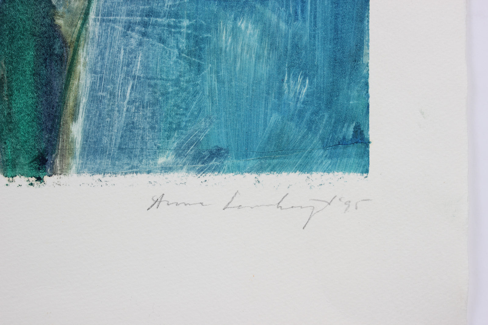 Abstracted Blue Figure Study<br>1995 Mixed Media Monotype<br><br>#99162