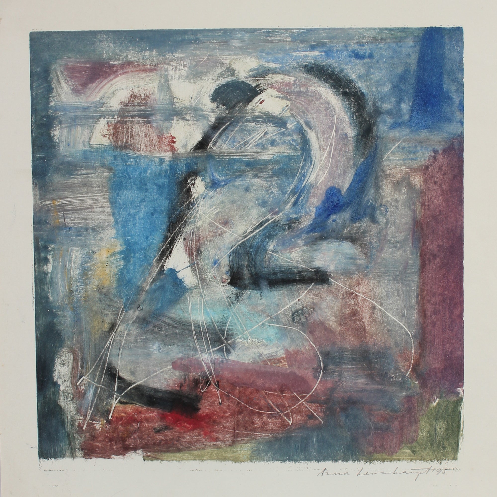 Muted Abstracted Color Study<br>1995 Mixed Media Monotype<br><br>#99164