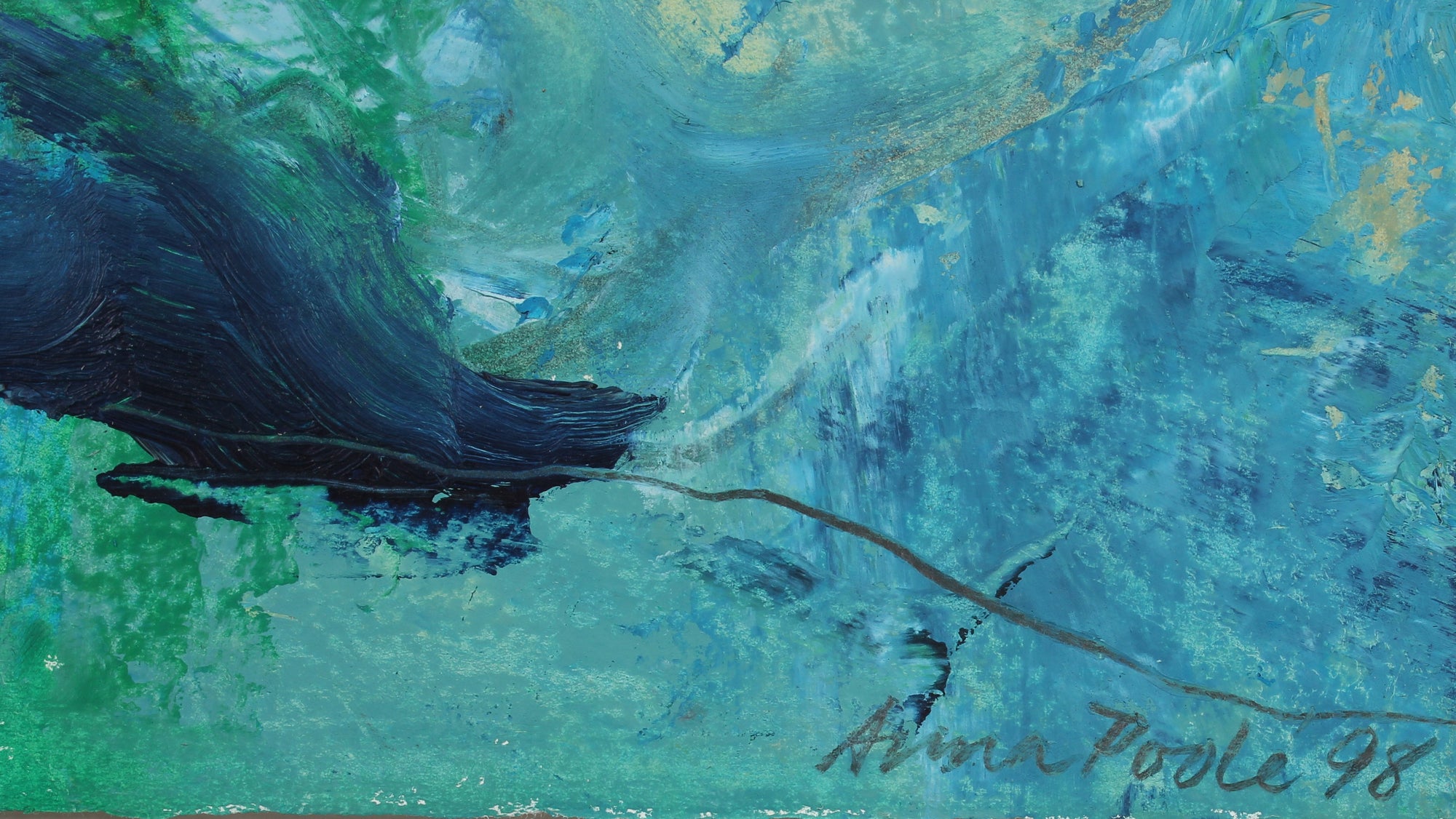 Figure & Horizon in Blue & Green<br>1998 Oil Pastel & Graphite<br><br>#99173