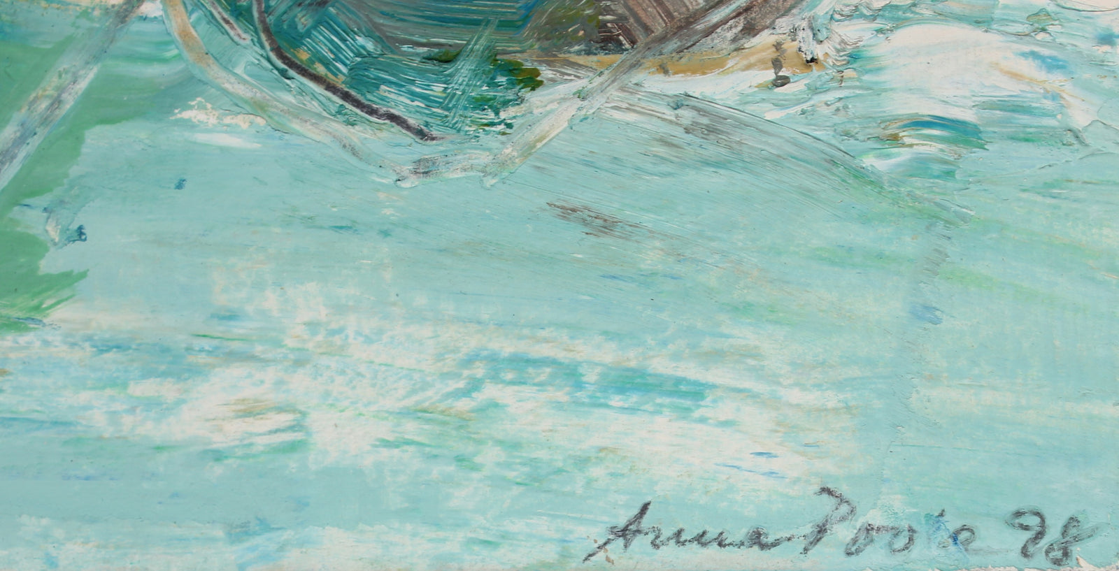 Blue & Green Color Block Abstract <br>1998 Oil, Pastel & Graphite <br><br>#99175