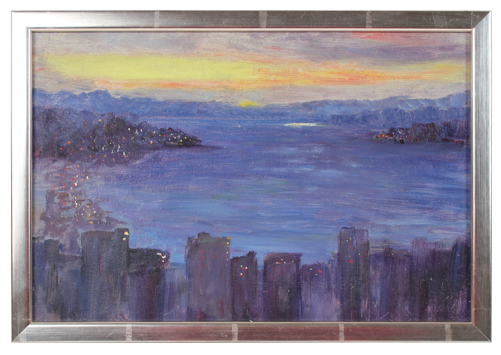 Sunset in Seattle<br>1900-30s Oil on Paper Board<br><br>99259