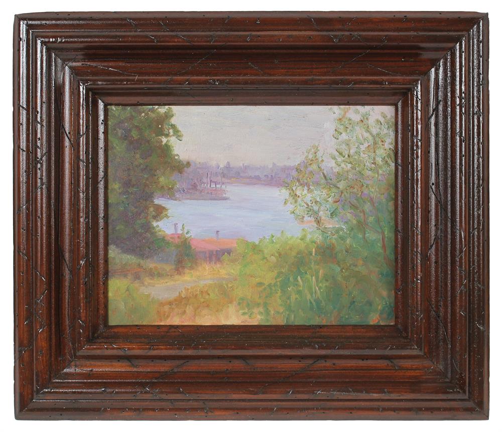Serene Impressionist Scene<br>1900-30s Oil<br><br>#99262