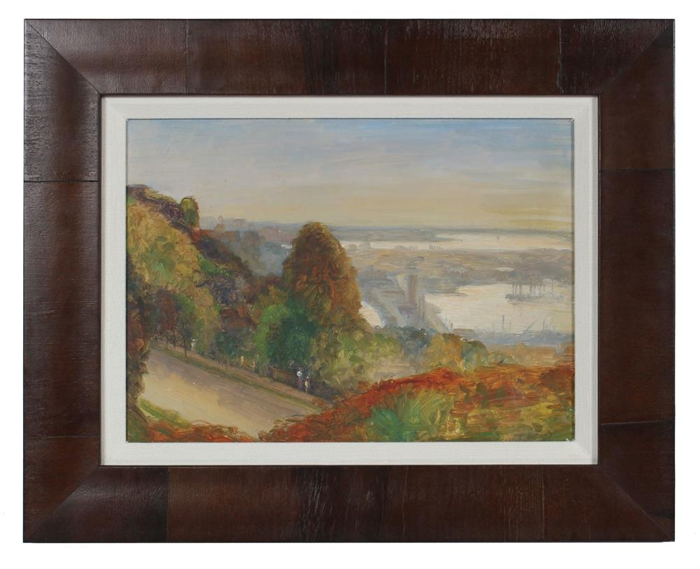 Seattle Coastal View<br>1900-30s Oil<br><br>#99405