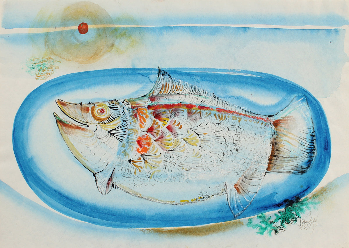 Salmon Dinner &lt;br&gt;1998 Watercolor &amp; Ink &lt;br&gt;&lt;br&gt;#99437