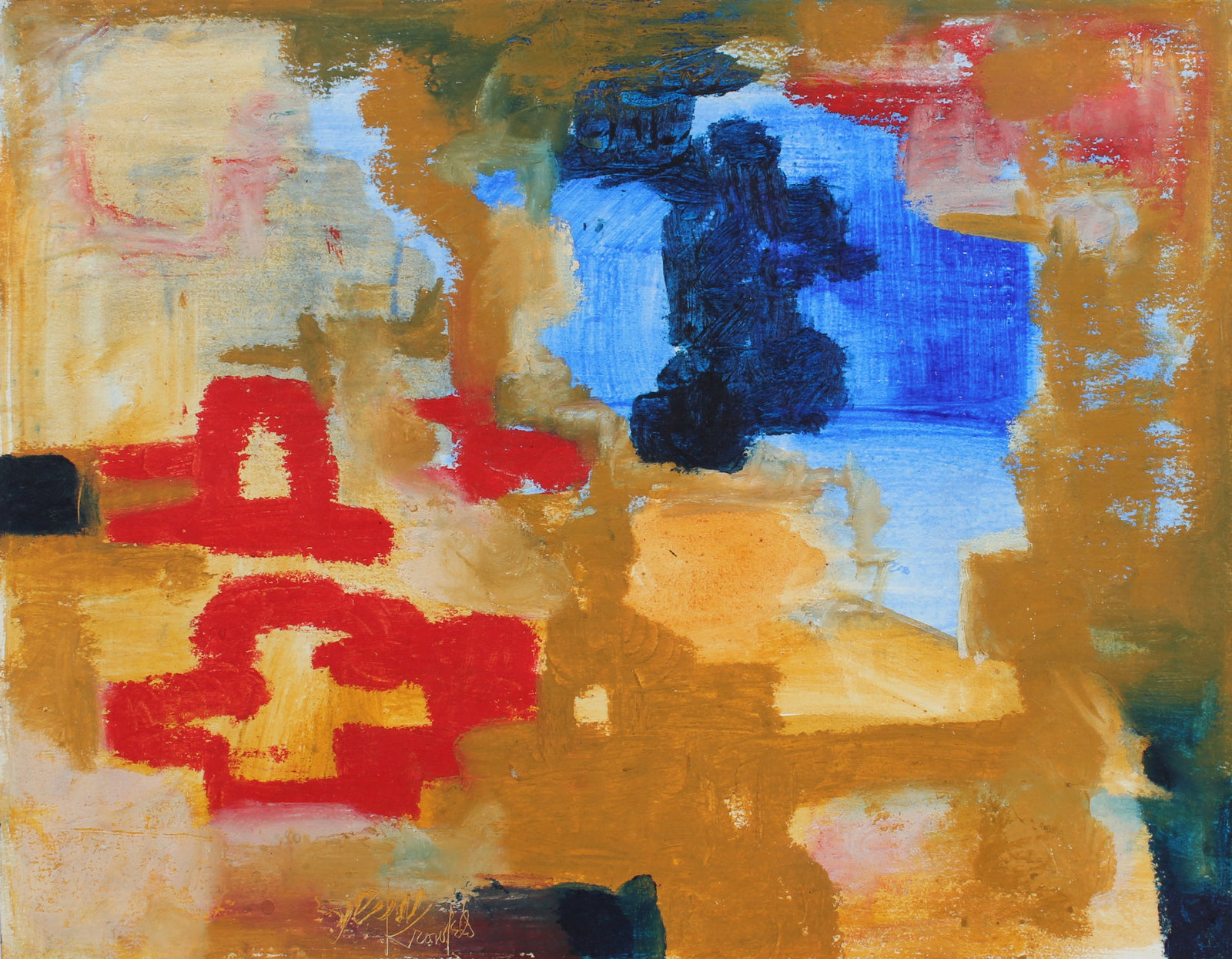 Warm Abstracted Color Field <br>1970s Acrylic & Gouache <br><br>#99440