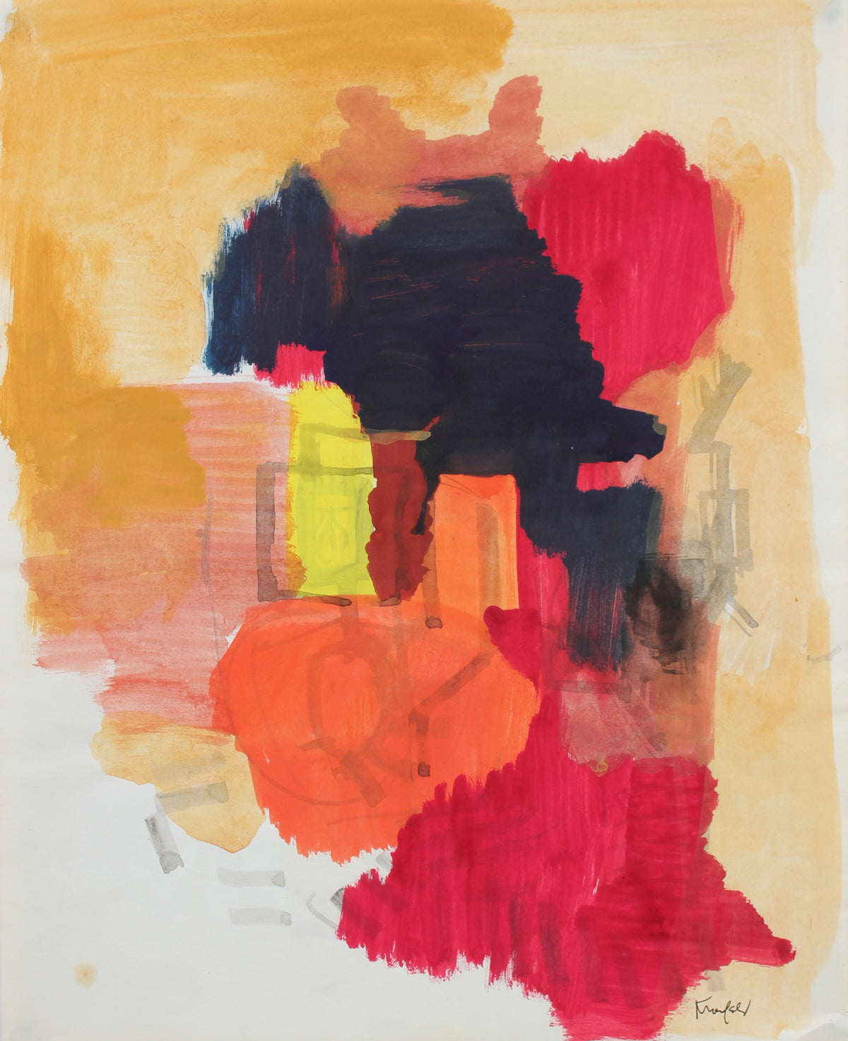 Warm-Toned Abstracted Color Study &lt;br&gt;20th Century Gouache &lt;br&gt;&lt;br&gt;#99449