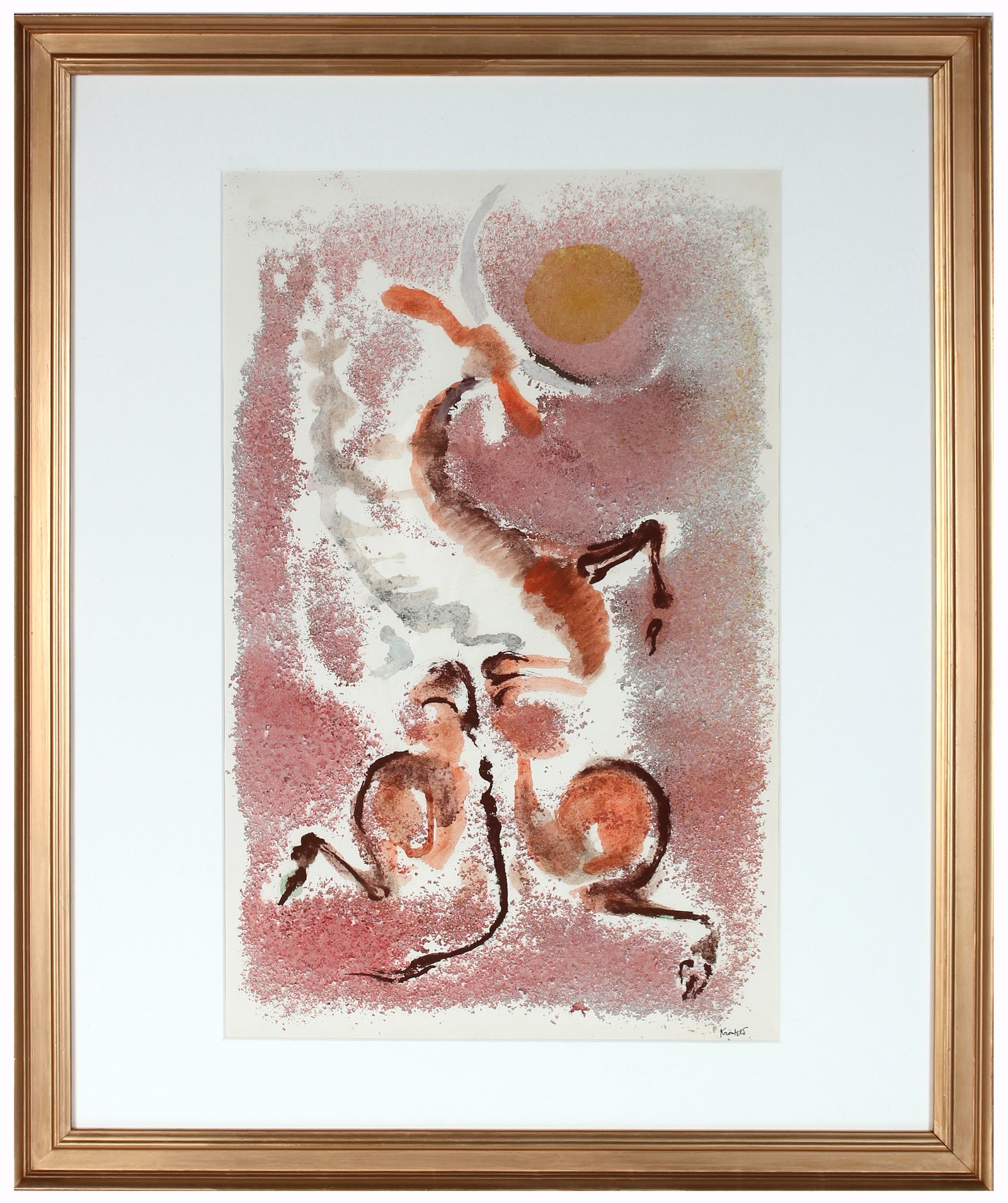 Abstract Bull<br>1968 Sand & Gouache <br><br>#99451