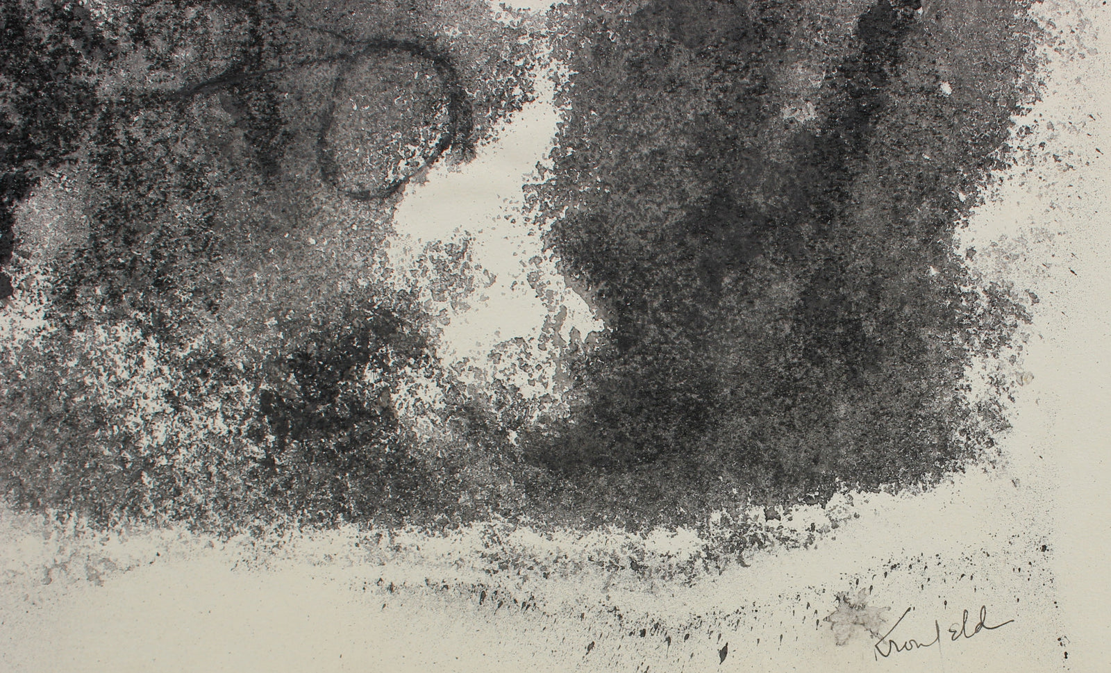 Monochrome Mixed Media Abstract <br>1960s Sand & Ink <br><br>#99468