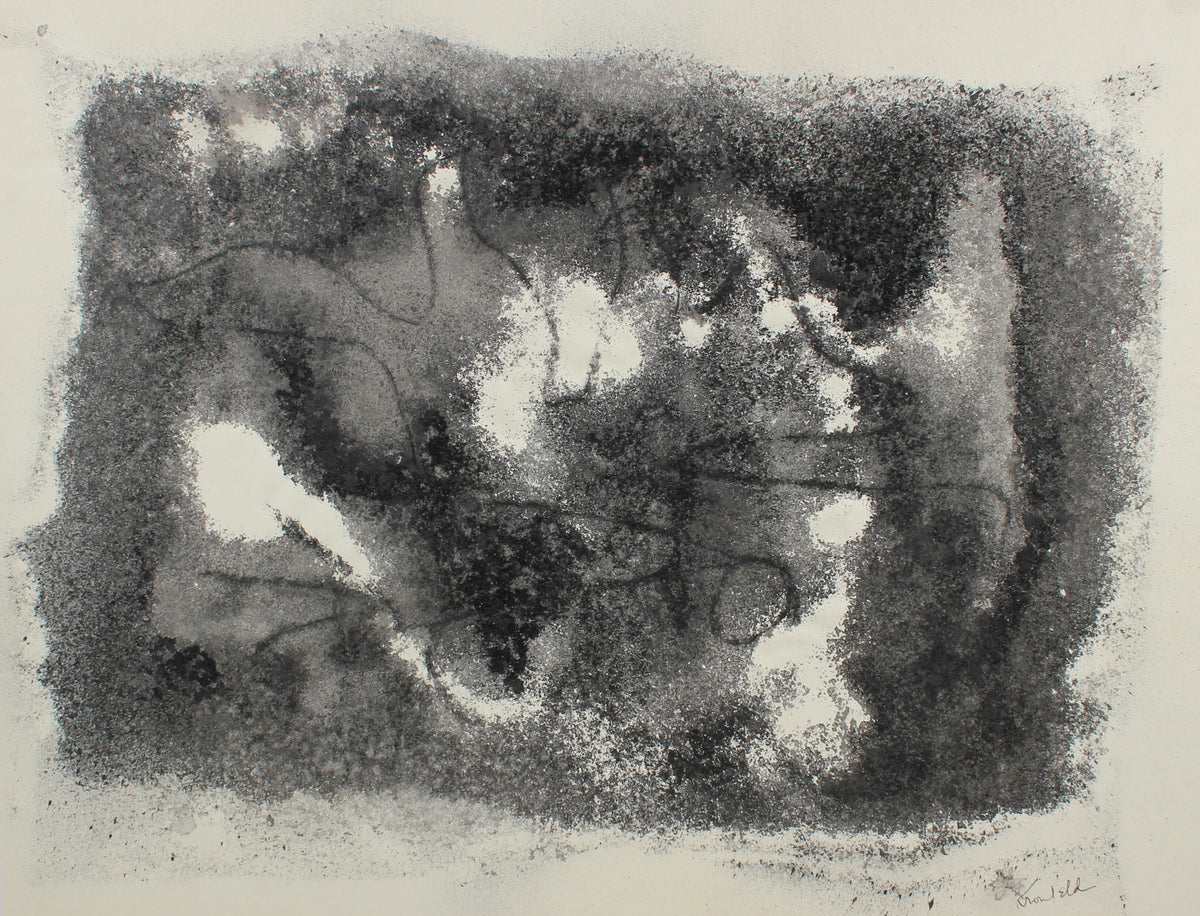 Monochrome Mixed Media Abstract &lt;br&gt;1960s Sand &amp; Ink &lt;br&gt;&lt;br&gt;#99468