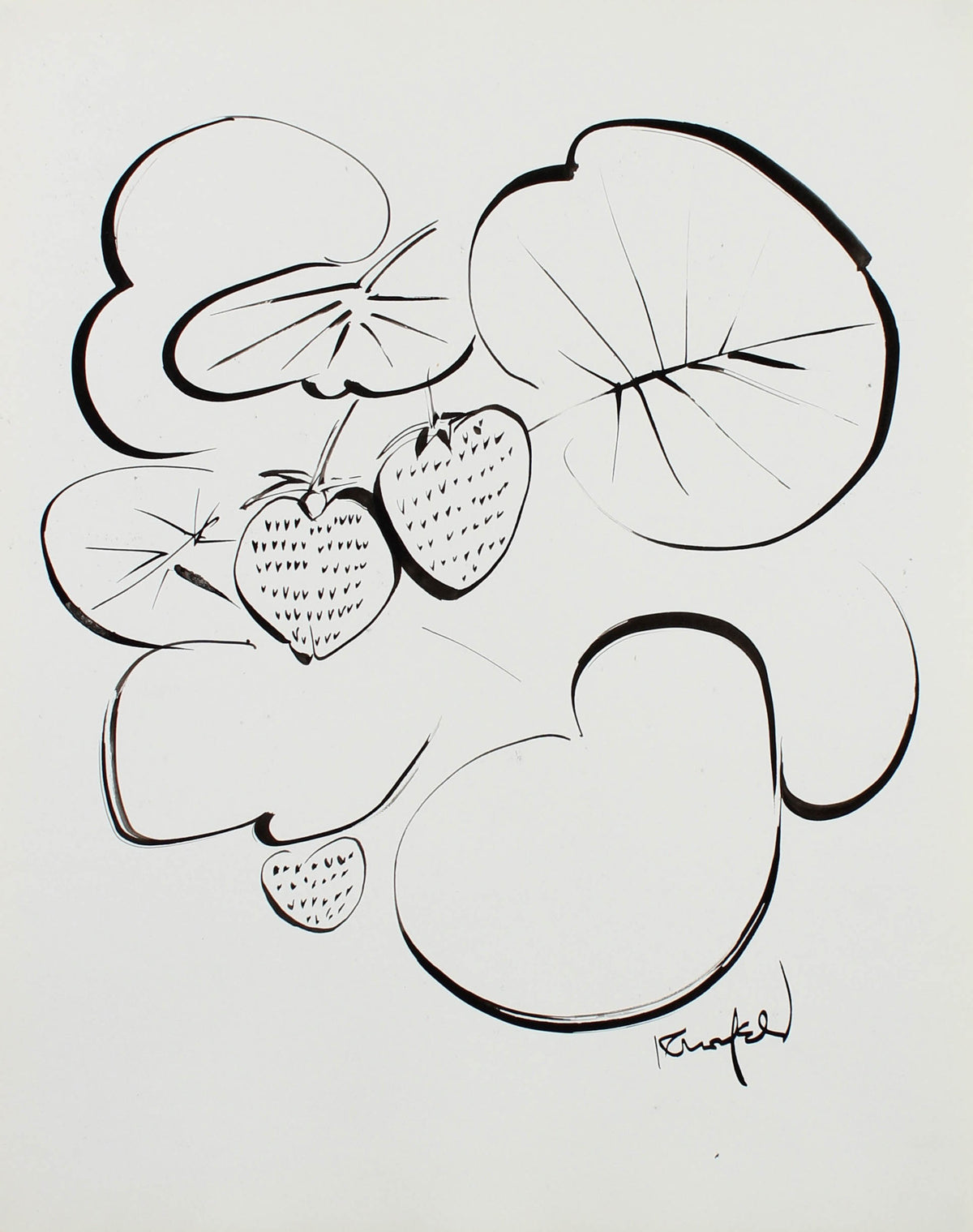 Modernist Strawberry Illustration &lt;br&gt;1980s Ink &lt;br&gt;&lt;br&gt;#99472