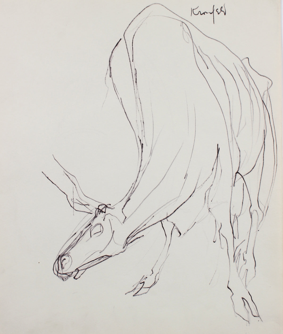 Modernist Water Buffalo&lt;br&gt;1960-80s Ink&lt;br&gt;&lt;br&gt;#99510