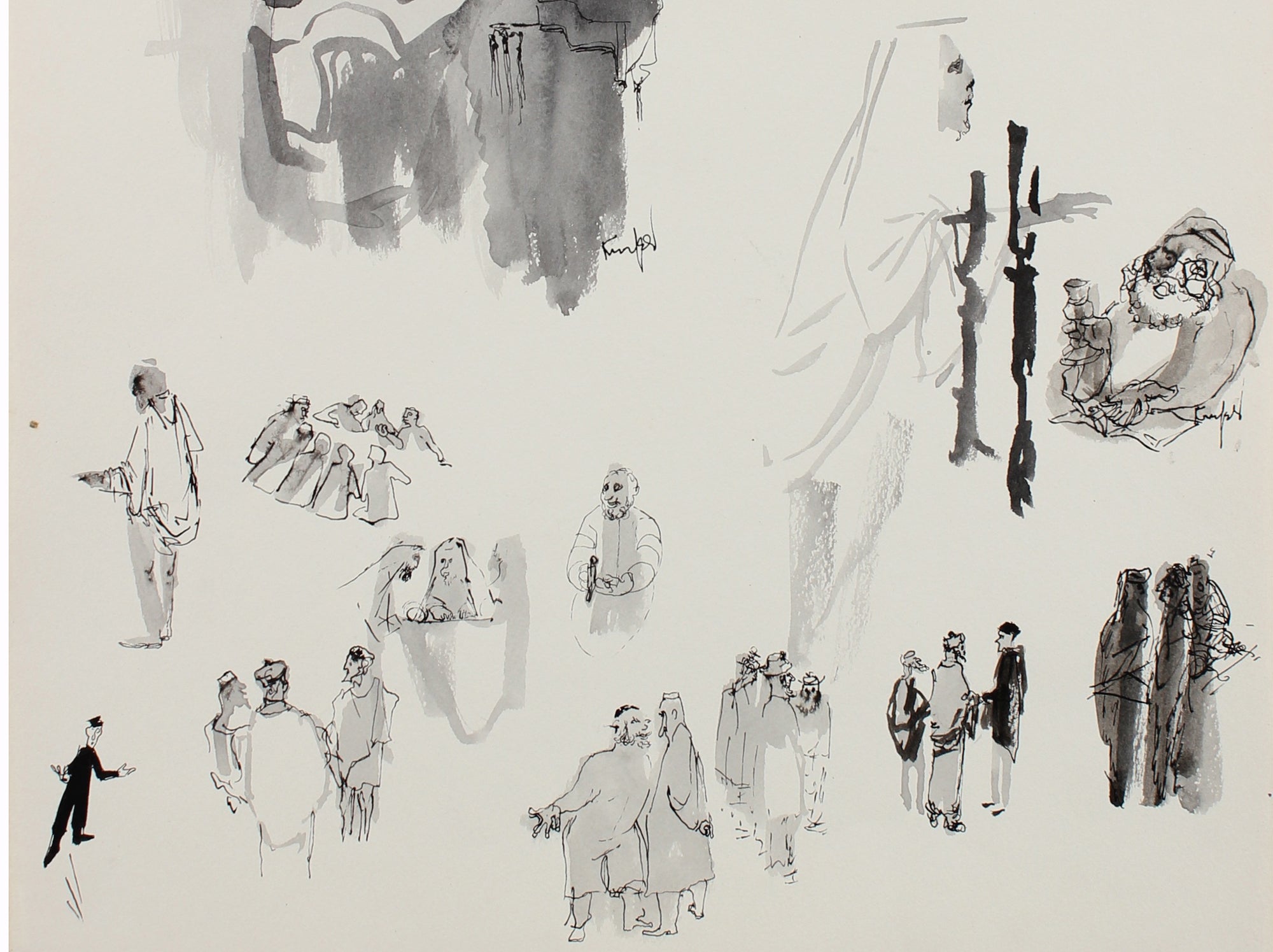 Monochrome Figure Studies <br>1960-70s Ink <br><br>#99517