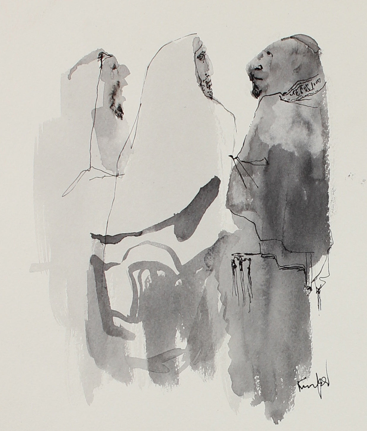 Monochrome Figure Studies <br>1960-70s Ink <br><br>#99517
