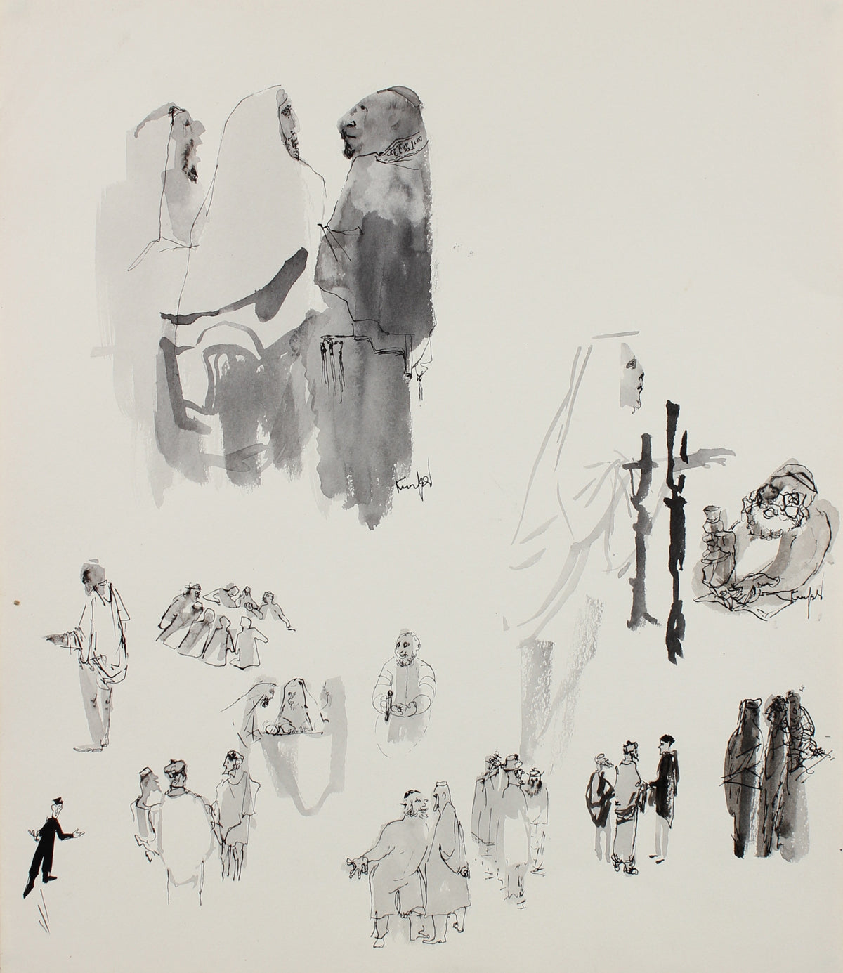 Monochrome Figure Studies &lt;br&gt;1960-70s Ink &lt;br&gt;&lt;br&gt;#99517
