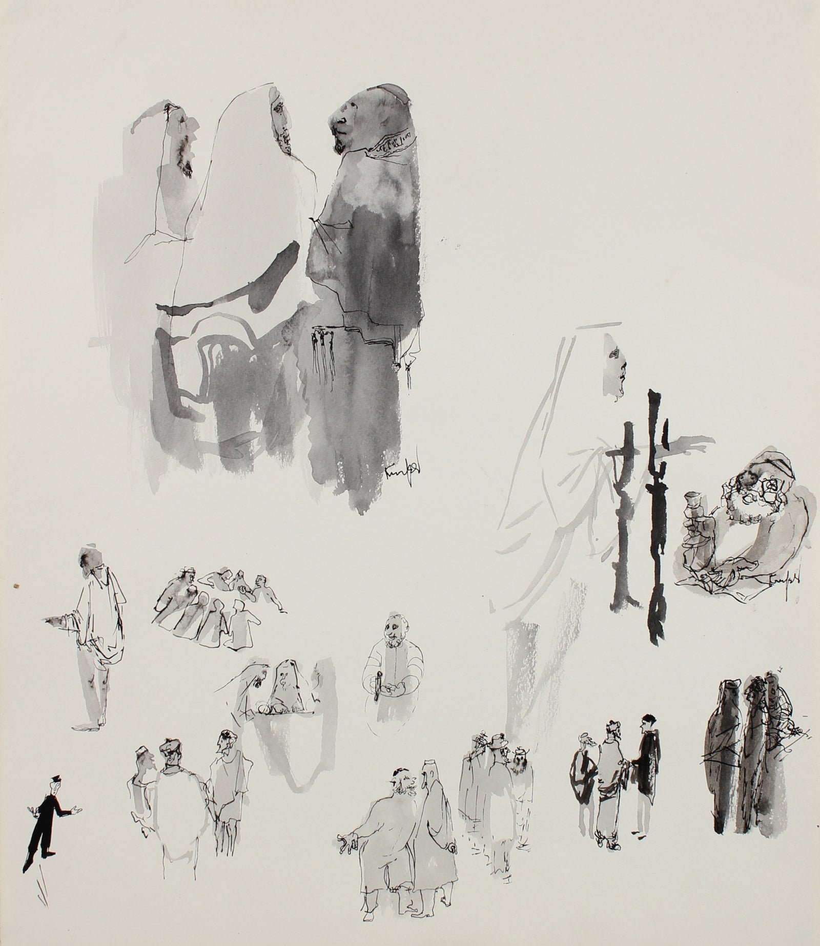 Monochrome Figure Studies <br>1960-70s Ink <br><br>#99517