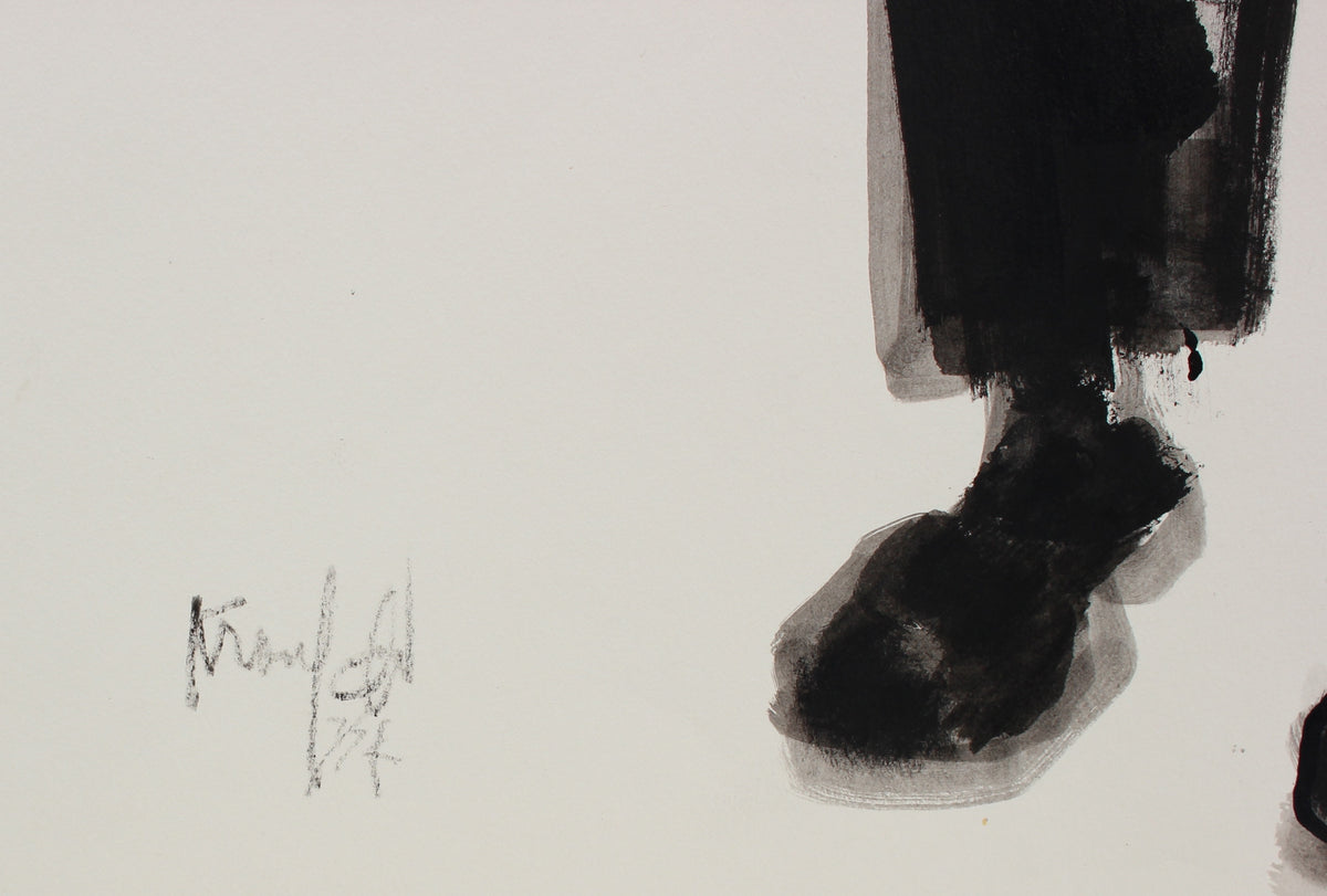 Old Man with Newspaper<br>1974 Oil Pastel & Ink<br><br>#99528